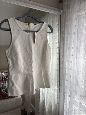 J Crew Sleeveless Peplum Top in Off-White
